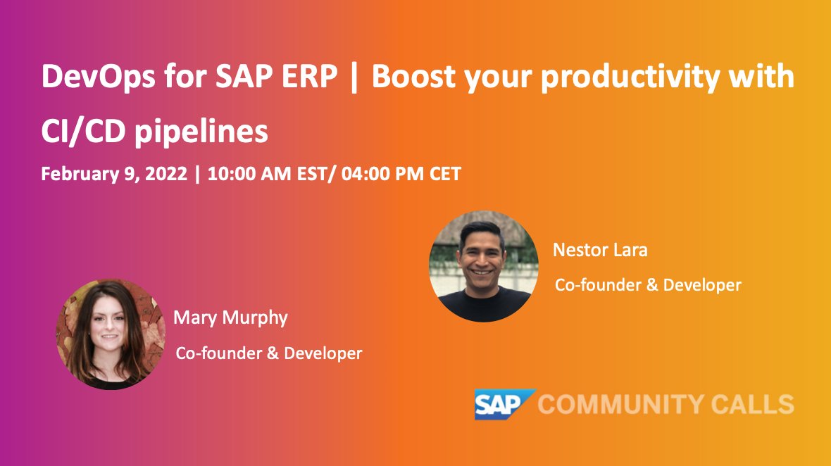NuvePlatform's tweet image. Are you an SAP ABAP developer or IT leader? Our upcoming SAP Community Call is a great way to learn how CI/CD pipelines can help you and your organization increase productivity. Hosted on YouTube Live, link in the comments. #SAP #abapdeveloper #devops #cicd #productivity #abap