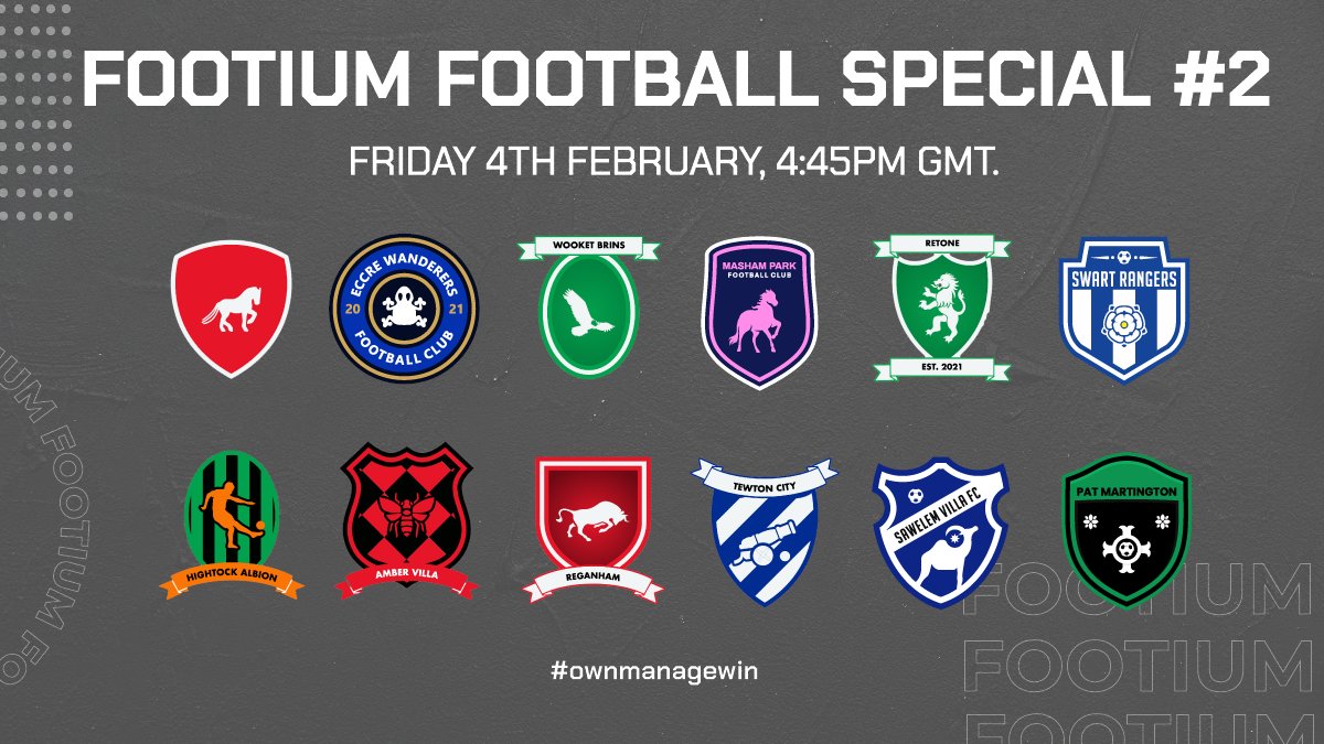 🔥 We are delighted to announce we will be having another Footium Football Special on Friday at 4:45pm GMT, hosted again by <a href="/TomFM_YT/">TomFM</a>!

👀 Come along to our Twitch on Friday to help us pick teams/tactics, watch some games and win some rare players, we look forward to seeing you!