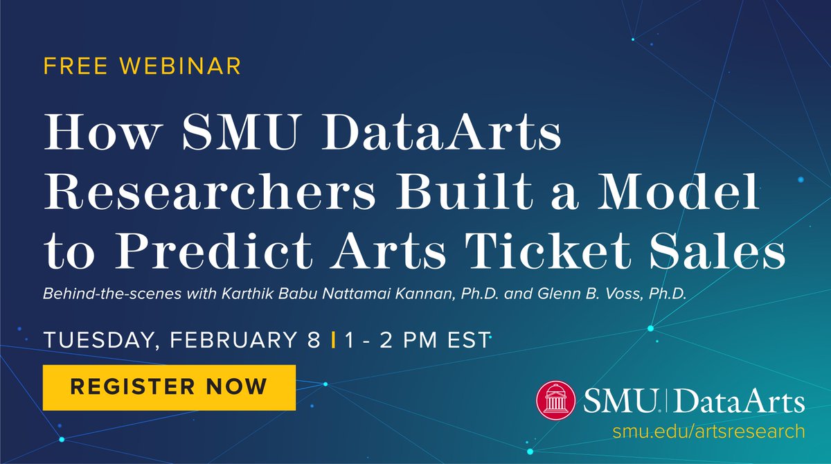 smumeadows's tweet image. Tune in next Tuesday, February 8th, at 1pm EST, for an SMU DataArts discussion featuring Dr. Karthik Babu Nattamai Kanna, and Dr. Glenn B. Voss! SMU #smumeadows #smudataarts