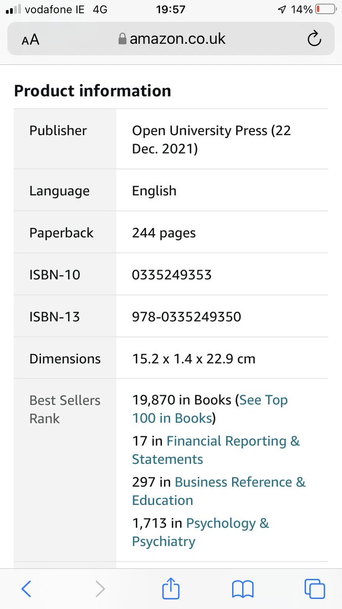 I dreamt, as a young child, of my book being at 16th in the Financial Reporting &amp; Statements bestseller list on Amazon. Said I was crazy &amp; a little bit freaky.
I have co-edited a book, with nothing to do with Fin. Reporting, at 17th on that list (damn u Accounting for Dummies)!