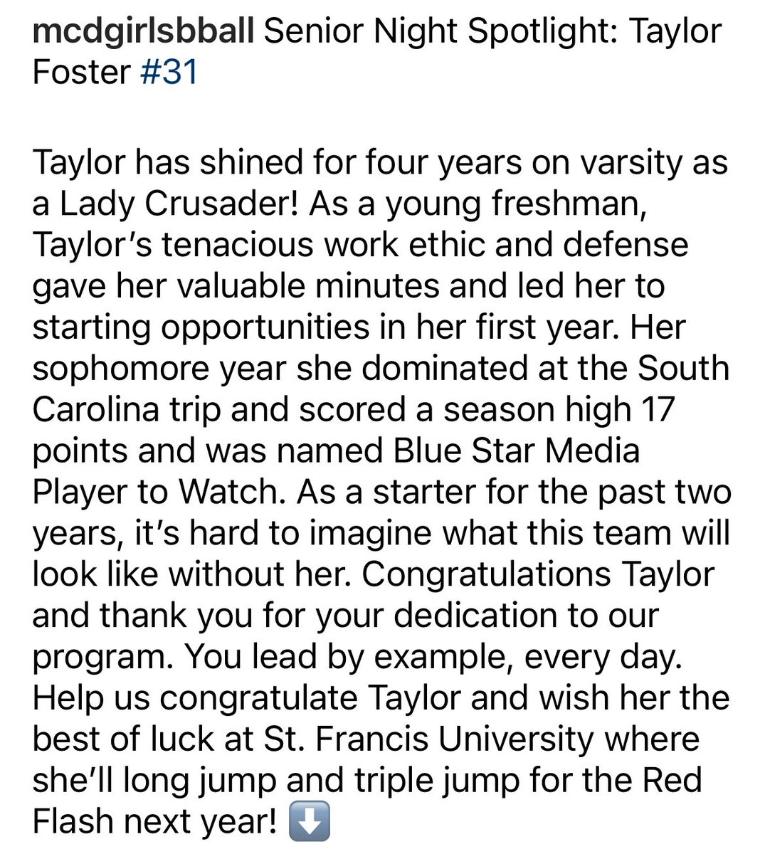 <a href="/tayfoster31/">Taylor Foster</a> <a href="/LadyCruBBall/">Bishop McDevitt Girls Basketball</a> #McD🏀💙💛