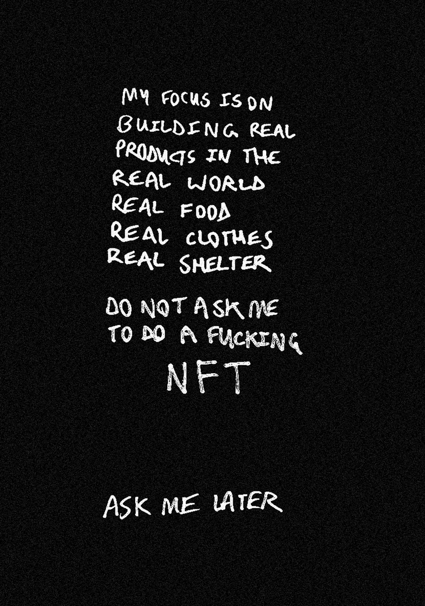 nonfungibletoes's tweet photo. "Ask Me Later"
Price: 1 XTZ
Link: https://t.co/X0BODJjuMF
#tezosnft #askmelater #nftdrop #NFT https://t.co/dtH1KE5AES