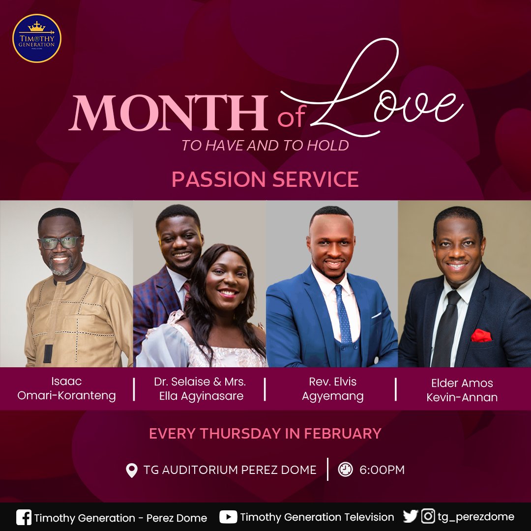 TG_Perezdome's tweet photo. This month is what we call "having a relationship buffet!"
Seasoned speakers would be handling various powerful topics this month!
Join us for our Thursday and Sunday services! See you there!
#ChurchinTg
#Monthoflove
#ToHave&ToHold https://t.co/9qjinTjc5e