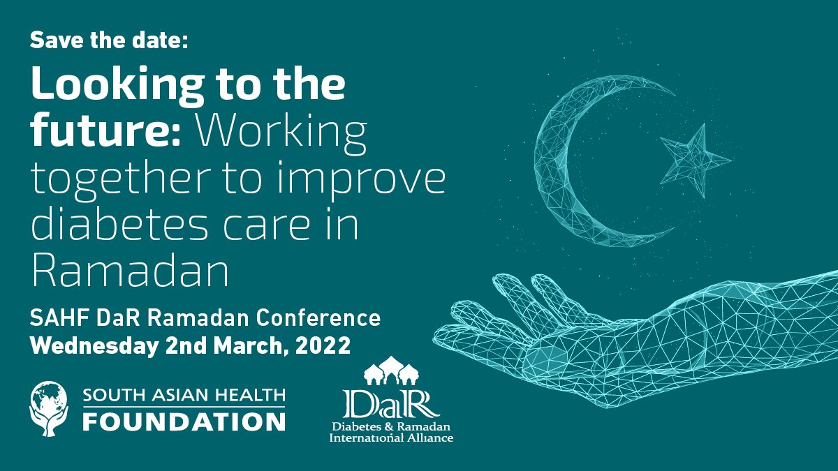 ** REGISTER FREE ** to attend SAHF &amp; DaR’s 6th Ramadan Conference on Wednesday 2nd March at Conference Aston Hotel &amp; Conference Centre, Bham. Speakers who will be delivering this year’s lectures: <a href="/kamleshkhunti/">Prof Kamlesh Khunti</a> <a href="/docwas/">Prof. Wasim Hanif</a> <a href="/JasonGill74/">Jason Gill</a> 
<a href="/NazimGhouri/">Nazim Ghouri</a> Register bit.ly/34aa8kT