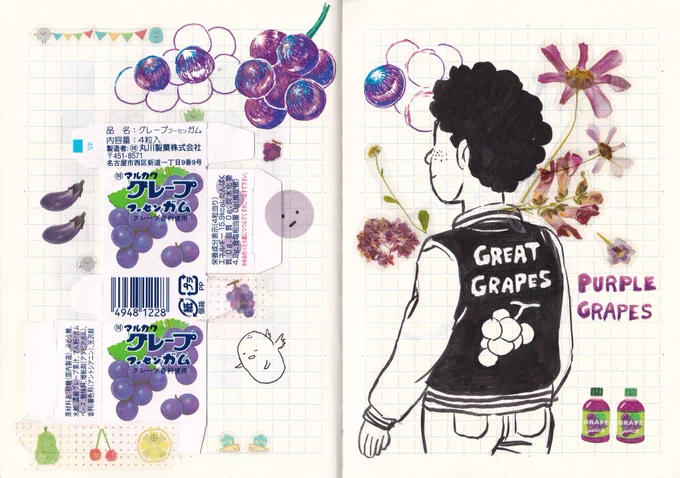sketchbook pages from a long while back! 🍇✨the theme was grapes ✨🍇 