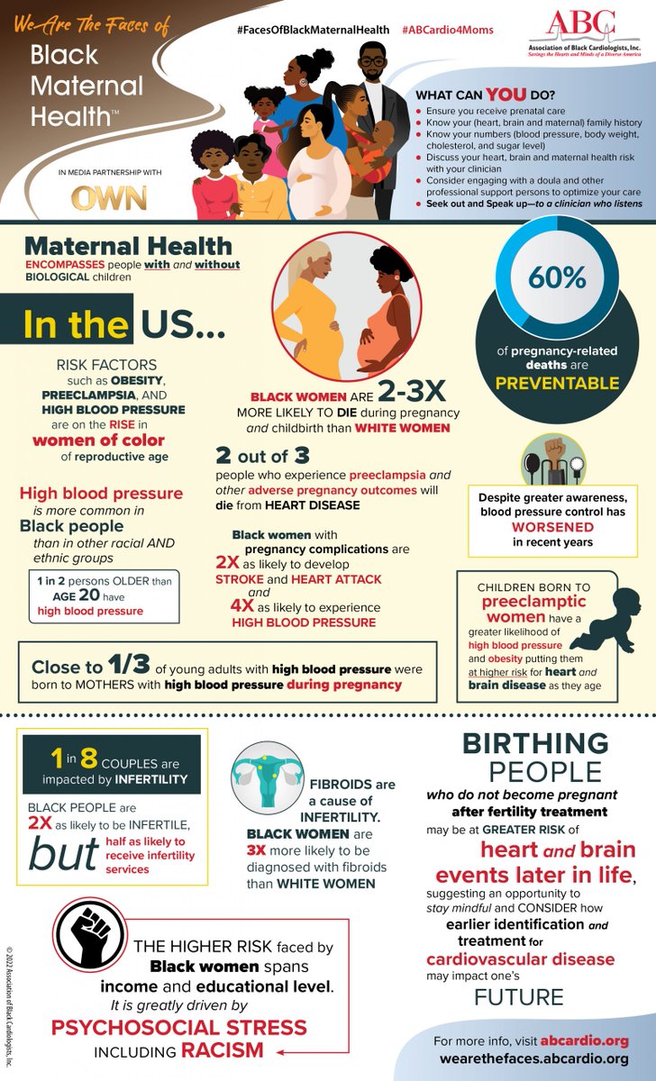 Today is the first day of #HeartMonth❤️ and #Blackhistorymonth . This year's theme is Black Health and Wellness. We look forward to sharing posts/highlights in support of this theme, starting with this infographic from @ABCardio1! #ABCardio4moms #FacesOfBlackMaternalHealth