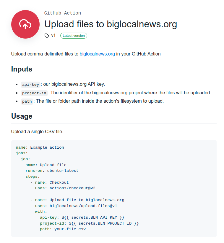 palewire's tweet photo. Archiving your data has never been easier.

Automatically upload your CSVs to a Stanford-backed library with the new @BigLocalNews GitHub Action.

Launched today. Copy pasta don’t get any on ya.

https://t.co/rQWdincl2F https://t.co/sOynvRzSPI