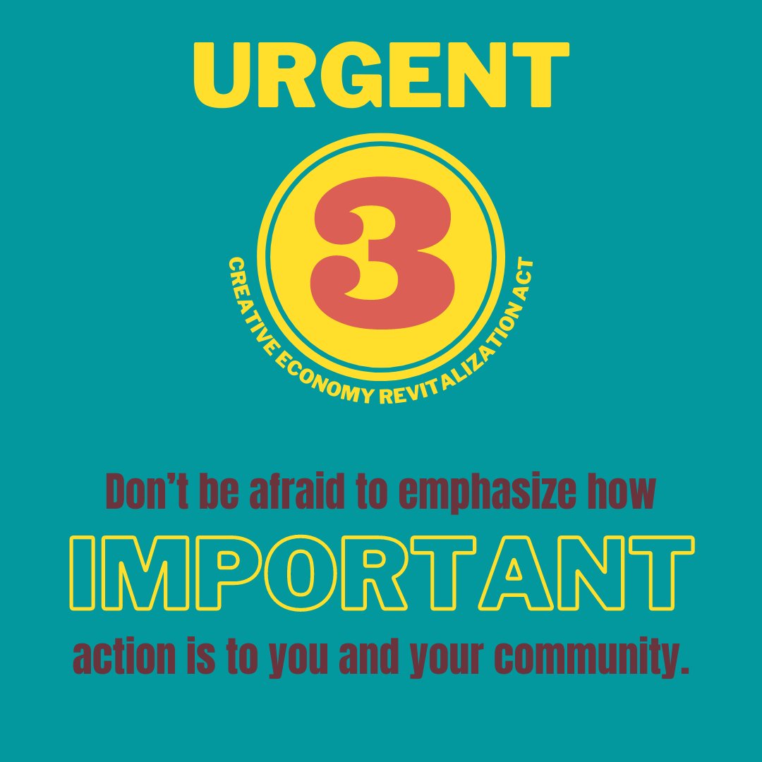 CERA is a huge proposed shift toward government support of creative work: a $300 million grant program for creative projects all across the country. From now until February 3rd, Congress is accepting testimony on the CERA! Share your story today with Lauren.Finks@mail.house.gov
