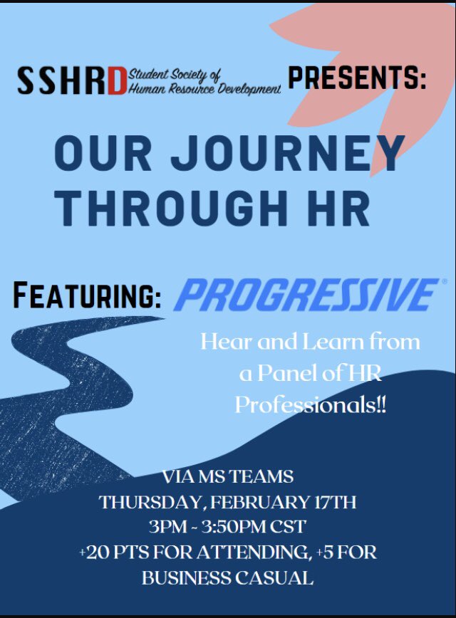 UH_SSHRD's tweet photo. SSHRD will be having first speaker event of the semester on the 17th Feb via MS from 3PM to 3:50 PM!

We will be hearing from HR professional panel about their journey in HR! There also will be a short Q&amp;A at the end with the panel!! 

Hope to see y’all there! Signup link in bio! https://t.co/wboNyVTJRv