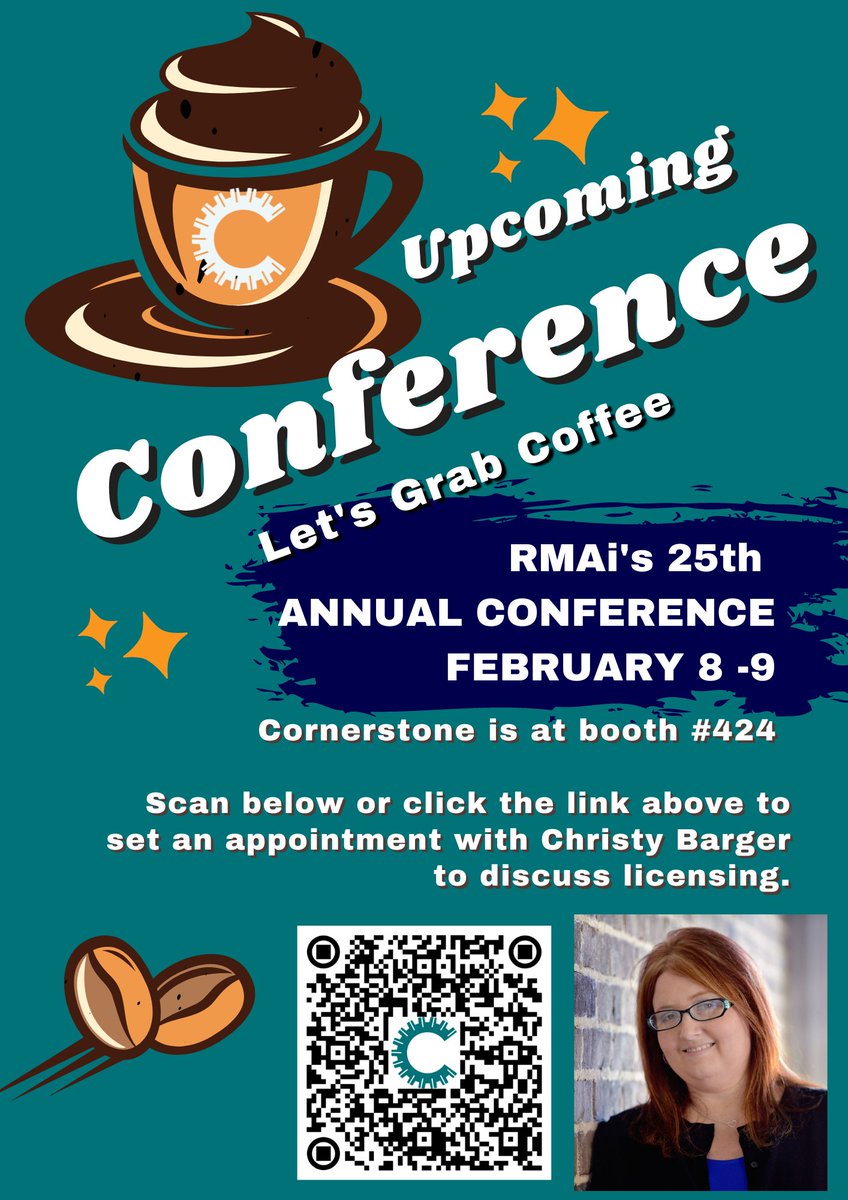 crnstne's tweet photo. The 25th Annual RMAi Conference next week and Cornerstone will be there. Click to set up an appointment to connect with Christy Young Barger https://t.co/pFDyWXfJgd https://t.co/uzhxwCedhz
