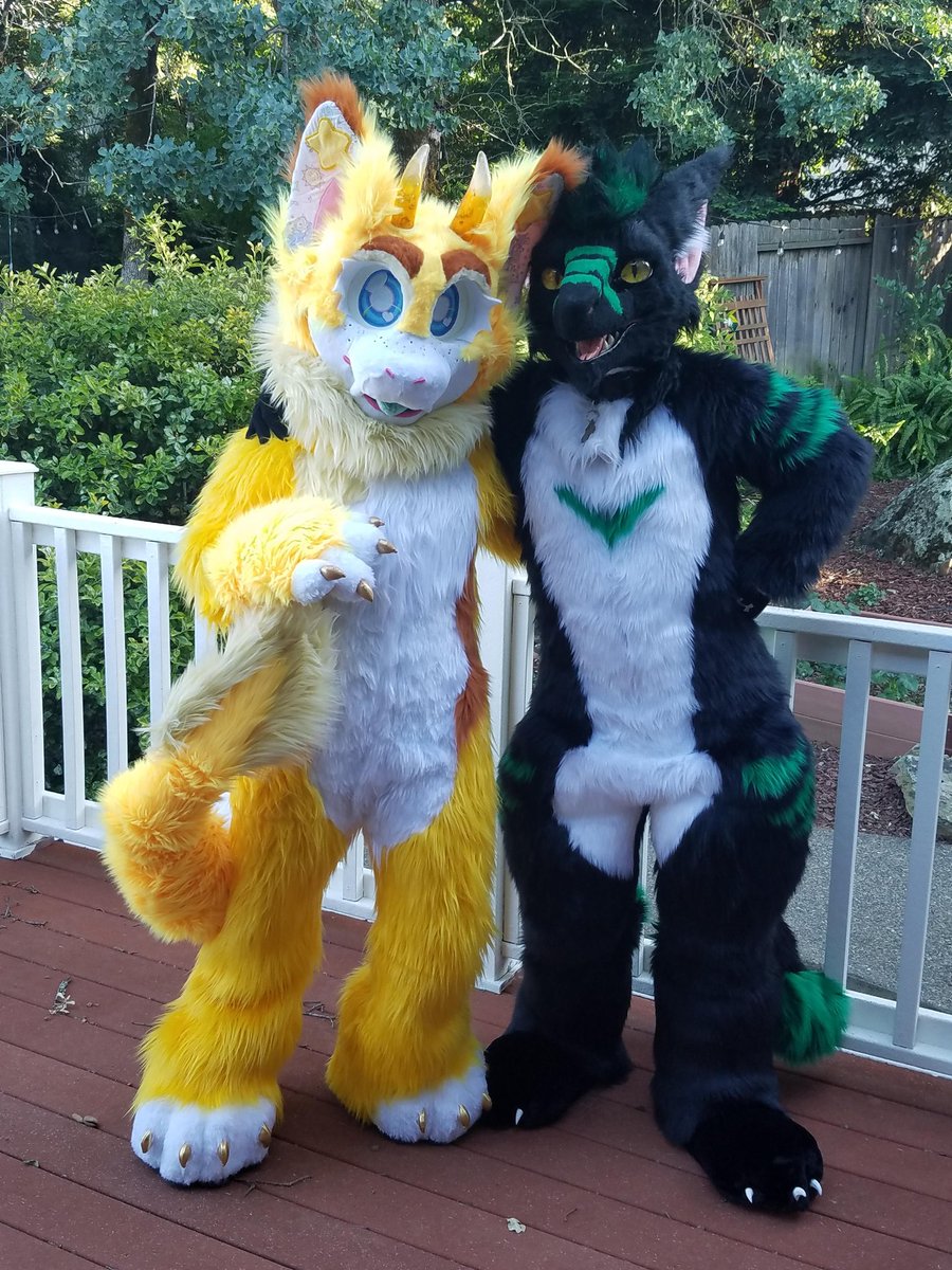 <a href="/stoopid_mutt/">Stoopid_Mutt_</a> <a href="/kawaiimonofurs/">Kawaiimono Fursuits</a> made Fable (left) and <a href="/_Neffertity_/">🌸Neffertity🌸</a> and <a href="/PlaidPawsMaus/">The Crafty Critter Cabin</a> made Salus (right, owned by <a href="/RaptorZeta/">Salus Dunvir</a>)