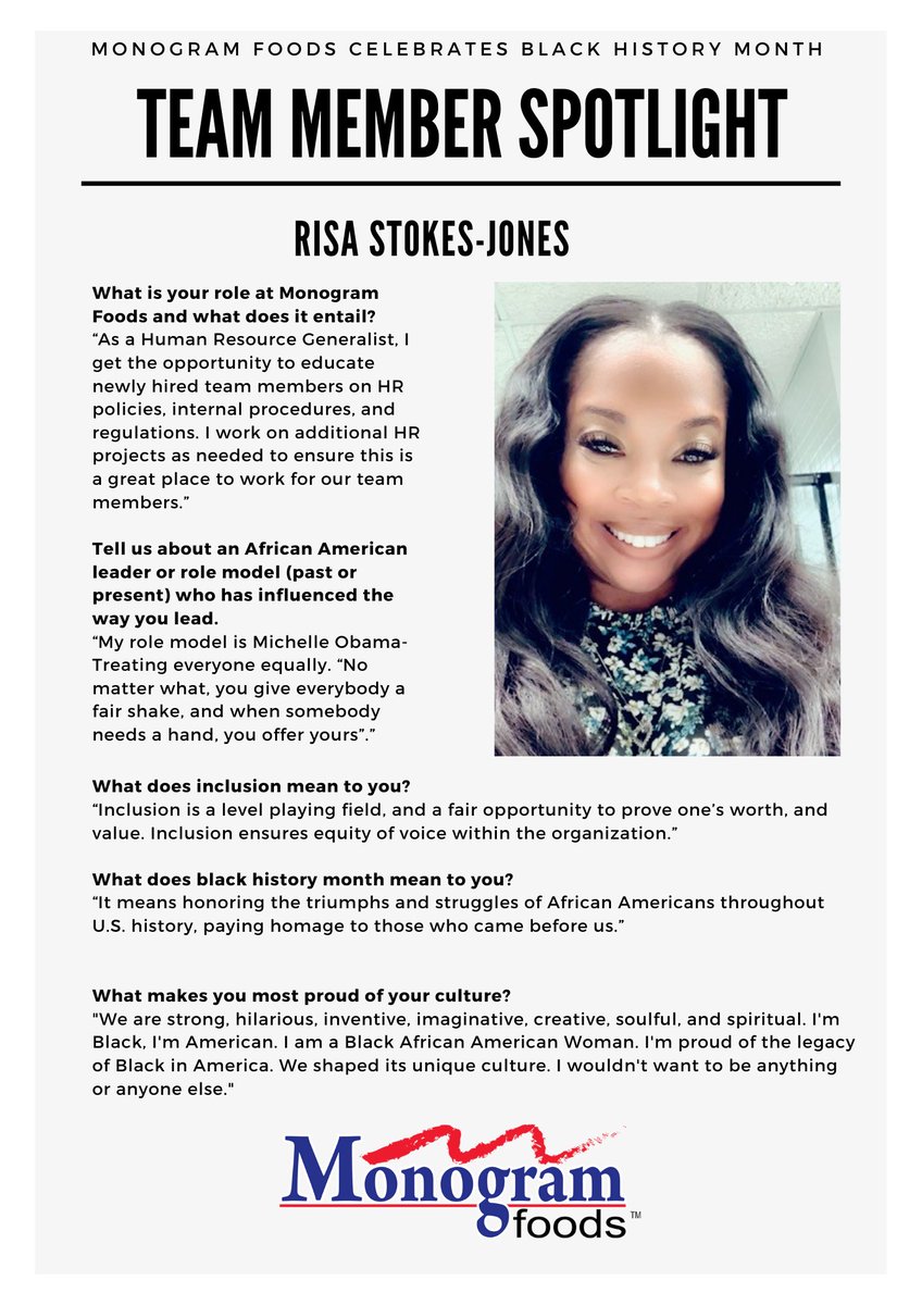 Black History Month is dedicated to celebrating the crucial role African Americans had in shaping U.S. history. In that spirit, we will be featuring some of our team members, their careers, &amp; what this month means to them. Today we highlight Risa Jones, HR Generalist in Memphis.