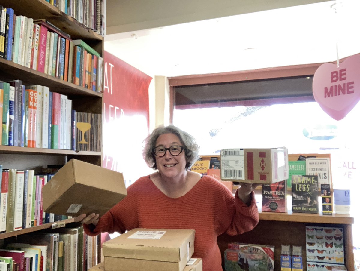 RFCBookstore's tweet photo. Come see me at work @laplayabooks before I disappear under all the boxes of books coming in! #booksellerworkout #indiebookstore #shoplocalsd #shoplocalsandiego #bookstagram https://t.co/kCuJKjNxFD