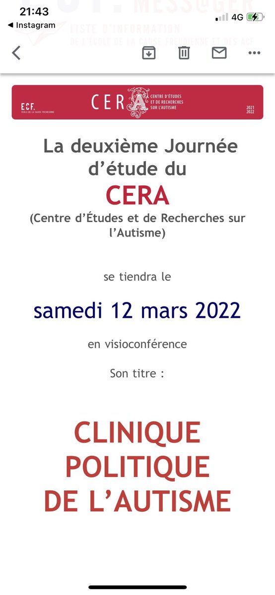 lacauseautism's tweet photo. SAVE THE DATE: La deuxième Journée d’étude du CERA aura lieu le SAMEDI 12 MARS
Sous le titre CLINIQUE POLITIQUE DE  L’AUTISME https://t.co/LZkzjPIOIf
