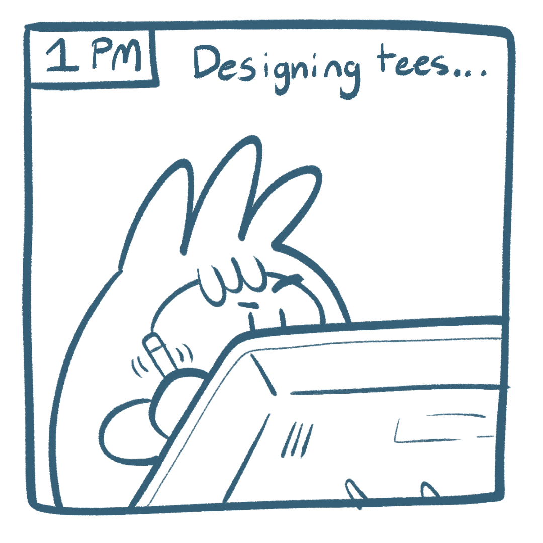 Taking a short break from #HourlyComicsDay to get back to drawing new tees...