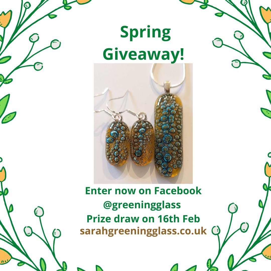 Evening all! As it feels like Spring today  I launched a SPRING GIVEAWAY!!
For a chance to win this fused glass bubbles jewellery set enter on Facebook: facebook.com/greeningglass
You can tag friends too! Ends 16th Feb
#SBSWinnersHour