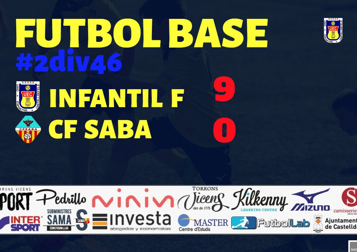 uecastelldefels's tweet photo. #FutbolBaseUEC | 🟡🔵
✅ INFANTIL F - @CFSABA: 9-0 (Fikry 5, Dani Toledo 3, Álvaro Golubenko)
#SomHiGrocs #2div46 #IF https://t.co/ZQAGzAqHRC