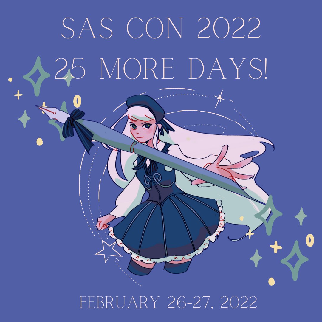 SaSCon20201's tweet photo. 25 more days until #sascon! Don't miss our free, virtual con for writers and artists. This is our last year! Let's make it great!

Link: https://t.co/ml1i7FXNEE

#writerslife #writertwt #writingcommmunity #artmoots #ArtistOnTwitter #Artist #writingtips https://t.co/2FvDFuKDZM