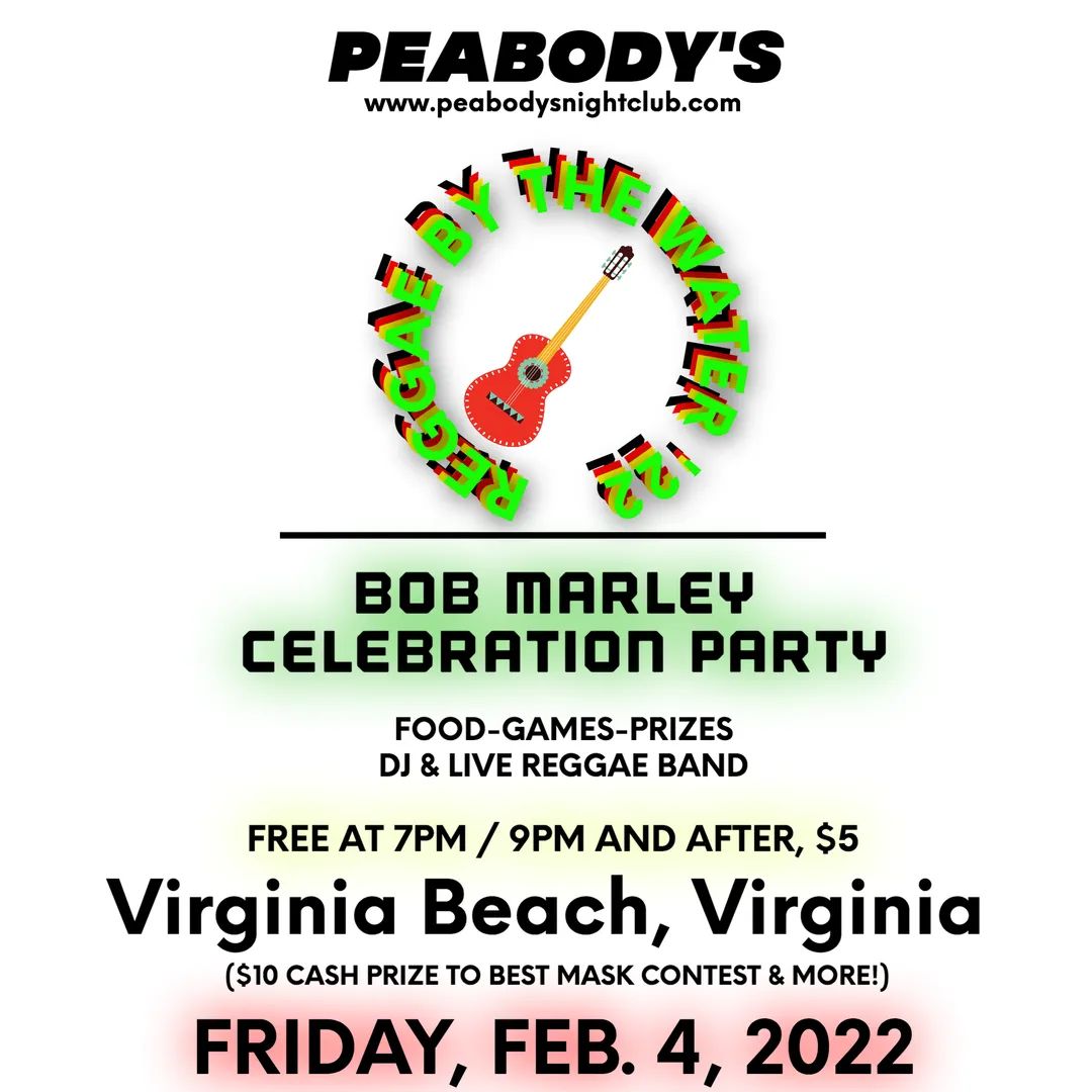 ILWelectroneum's tweet photo. Fri. we celebrate Bob Marley in VA Beach! Link up! #vabeachmusic #vabeachnights #vabeachlovers #reggaeathebeach #PeabodysNightClub #reggae757 #757reggae @peabodysvb #vbreggae #beach #party #reggae https://t.co/LzxIVAE86w https://t.co/bhsRlYEefc