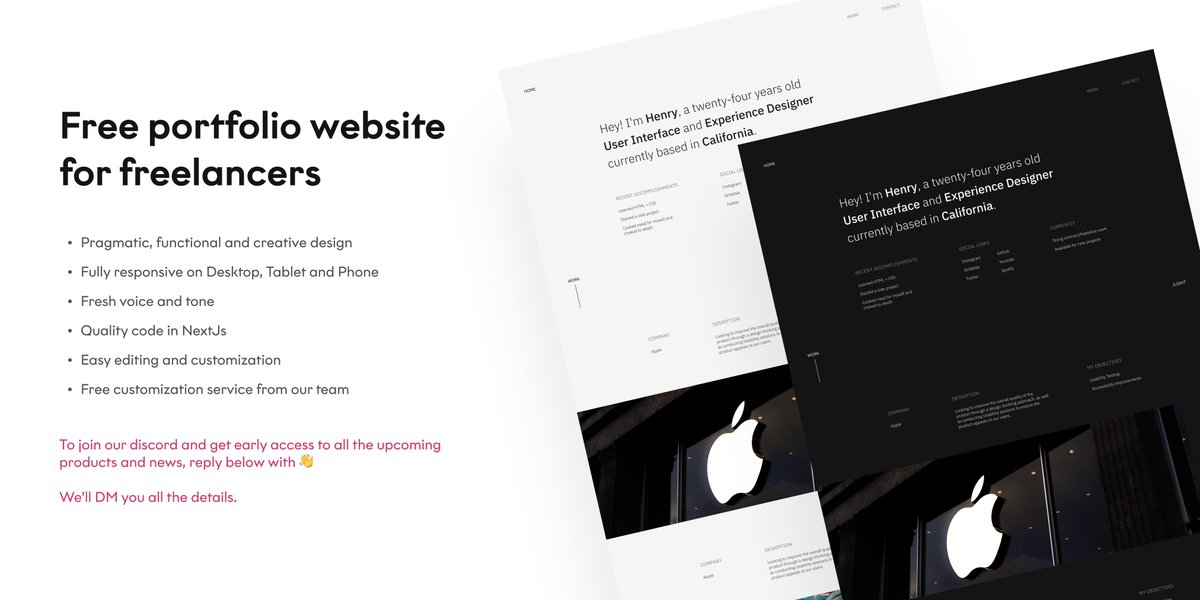 internetlabsai's tweet image. We're launching - Minimal portfolio website for freelancers with a customization service.

Get it now for FREE.

Reply👋below and we'll DM you the link.
Retweet to get it first.