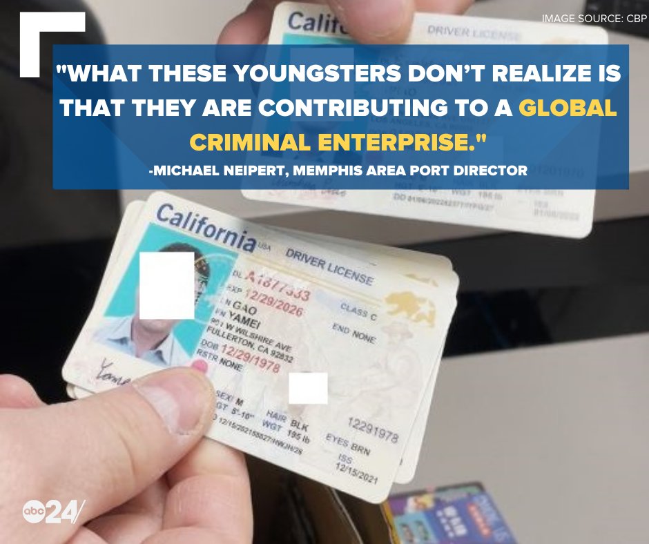 In the 2021 fiscal year, CBP officers in Memphis seized 3,487 fake IDs, while from Oct. 1, 2021, to Jan. 21, 2022, officers have seized 4,516. tinyurl.com/286demxj?utm_m…
