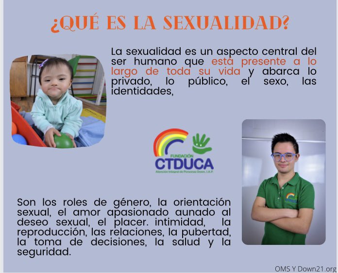 ctduca_iap's tweet photo. ¿Y tú que comprendes por sexualidad?
Nos gustaría saber cual es tu definición de sexualidad, déjala en los comentarios 😉 #CTDUCA #SíndromedeDown https://t.co/N4M4eVkVpM