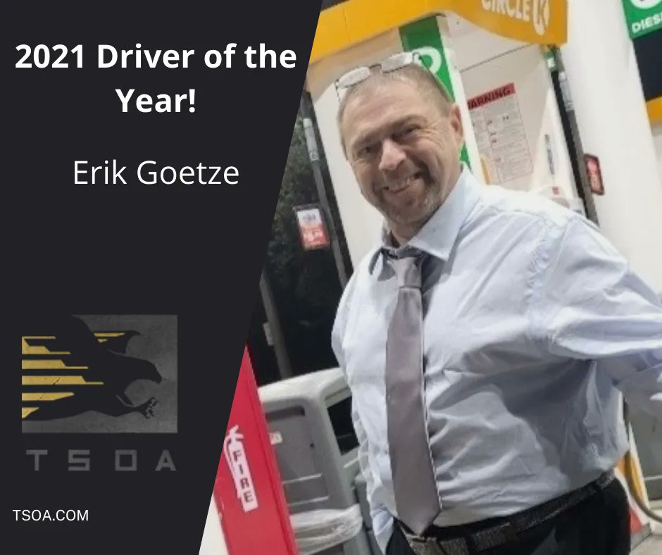 TSOAdrive's tweet photo. We are ecstatic to close out the year announcing Erik Goetze as TSOA's driver of the year. Erik has been driving for TSOA for 4 years was selected for reliability, safety, consistency, driver mentoring, professionalism and compliance.

https://t.co/UkQZgSuT5i https://t.co/NT1Peb2kbY