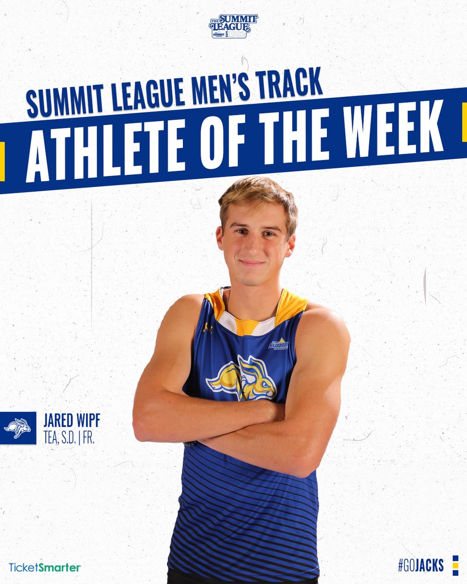GoJacksTFXC's tweet photo. After winning the 60-meter dash at the Adidas Classic, Jared Wipf is this week's @TicketSmarter #SummitTF Men's Track Athlete of the Week!
#GoJacks
📰 https://t.co/RcYkTyK43R https://t.co/a5V7i6Lj5h
