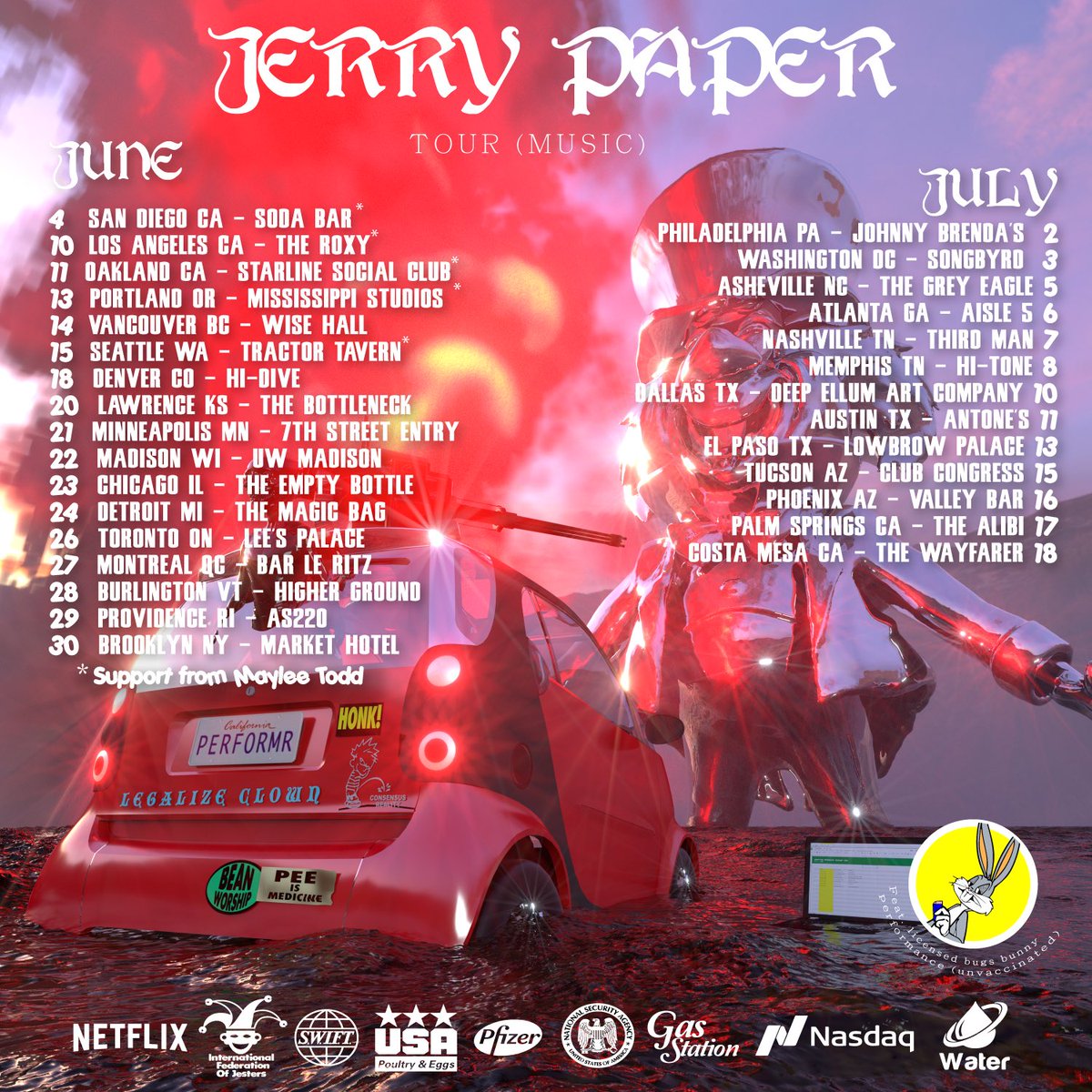 Pretty excited for this!!!! I’ll be opening for @JerryPaperREAL US WESTCOAST TOUR!!!