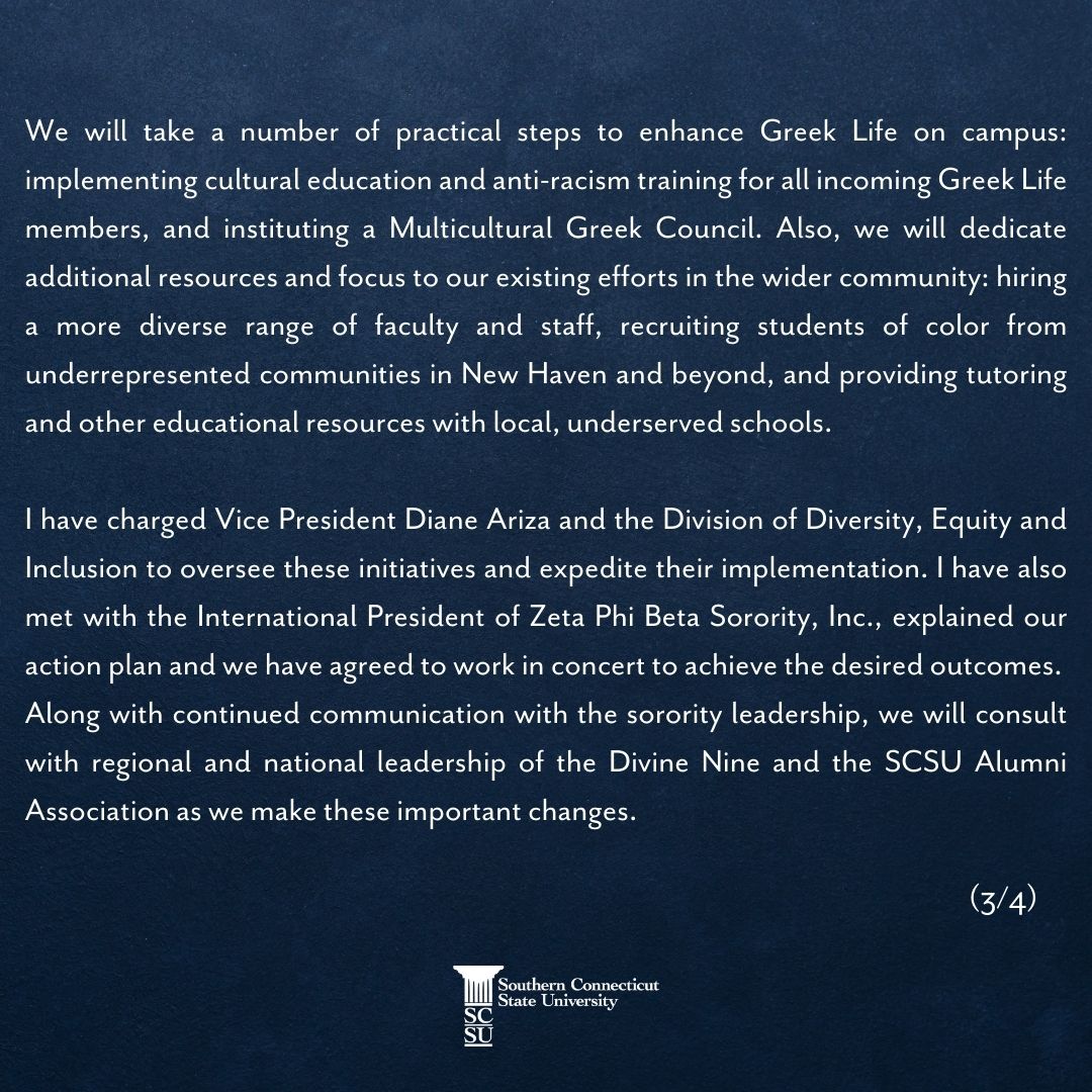 SCSUTopOwl's tweet photo. As I outlined in my initial communication on Sunday, I feel that it's important to confront this issue head on, hold individuals and organizations accountable for their actions, &amp; explore and provide educational and outreach opportunities that promote both knowledge &amp; inclusion. https://t.co/r2s3dm2qpO