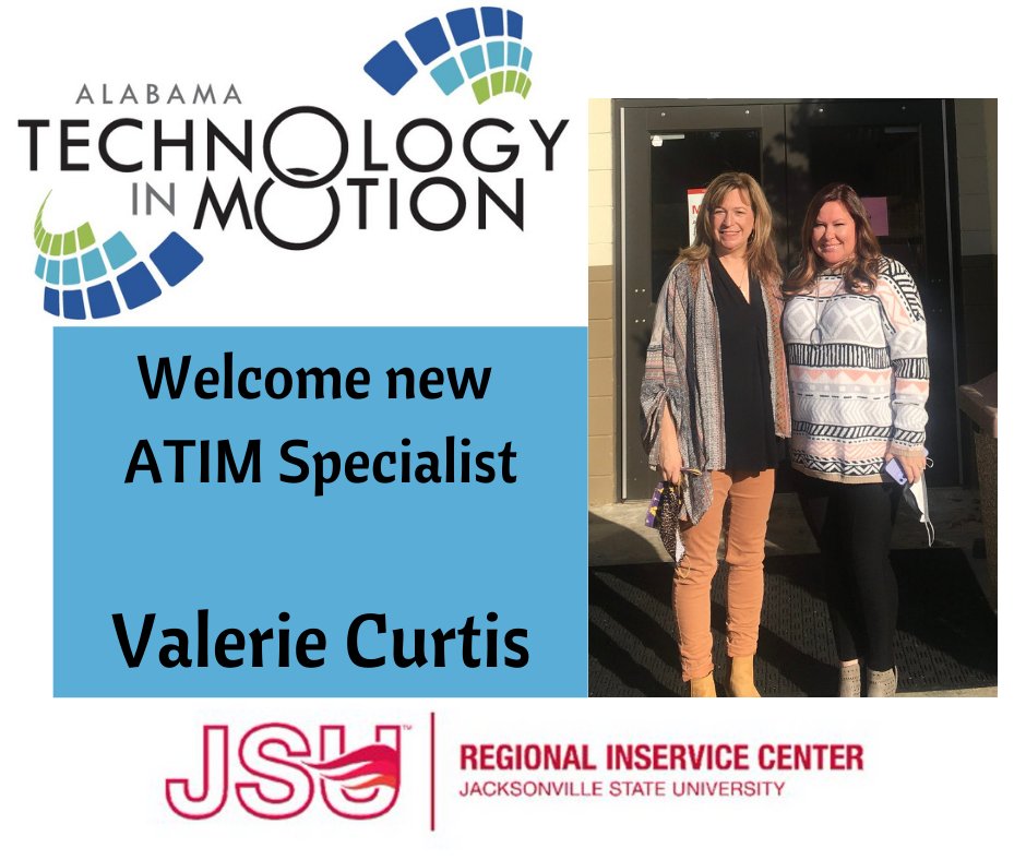 We are so excited to welcome our newest <a href="/jsuinservice/">JSU Regional Inservice Center</a> family member-- Valerie Curtis <a href="/vrcurtis/">Valerie Curtis</a> . Valerie is our new ATIM Specialist <a href="/atimpd/">Technology in Motion</a> #JSURIC #AlabamaAchieves