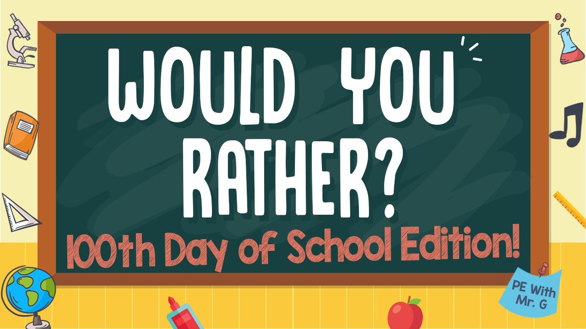 PEbyMrG's tweet image. I just realized I forgot to share this 🤦‍♂️ If it's not too late, and you're looking for a fun #physed game or #brainbreak activity, here is my Would You Rather 100th Day of School Edition! Link ➡️ bit.ly/3a3Y7No #onlineeducation #Kindergarten