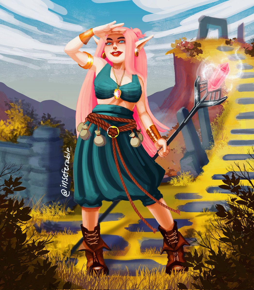 Full color illustration of an OC, elven mage Aruna 💎🧝🏻‍♀️

#illustration #fantasy #digitalillustration #DnDcharacter #dungeonsanddragons #fantasyillustrator