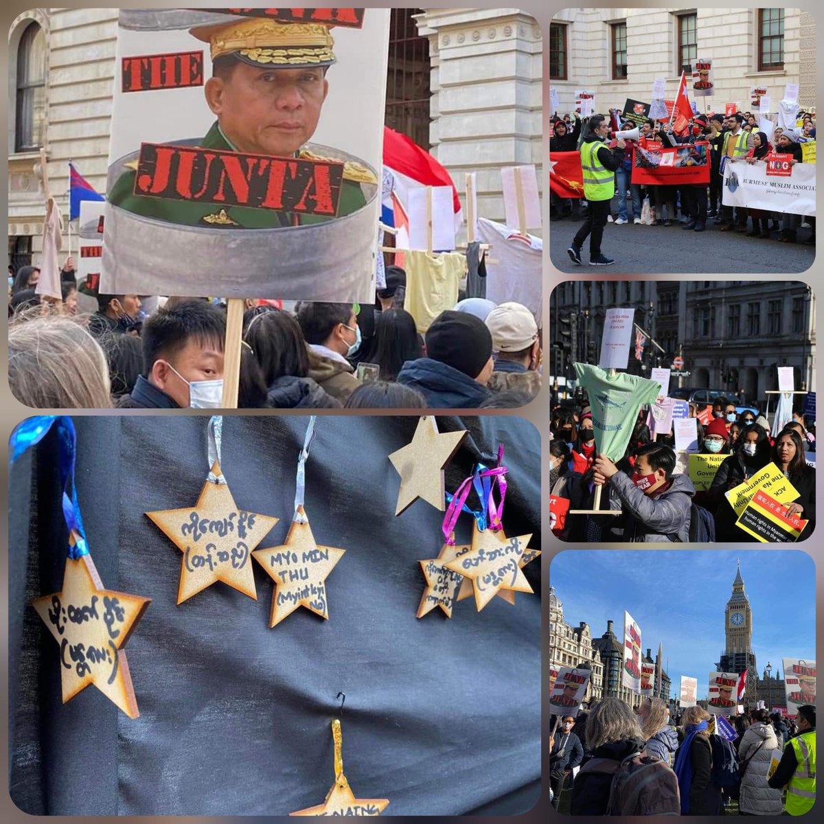 Around 1,000 Myanmar Nationalities in UK protested against the fascist military and marched in front of the Myanmar Embassy, ​​the British Prime Minister's House and the Ministry of Foreign Affairs.

#TakeAction_NoMoreWords
#2022Feb2Coup
#WhatsHappeningInMyanmar