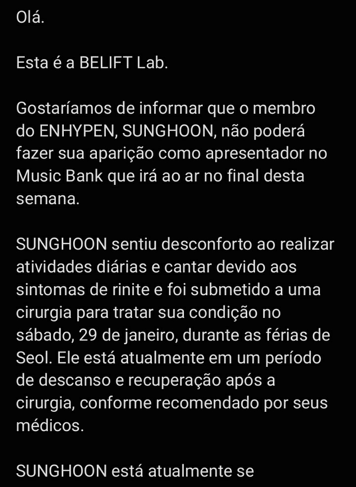 ENHYPENBrasil_'s tweet image. 🔊| 02.02.22 • Tradução completa da nota da BELIFT no Weverse sobre o Sunghoon.