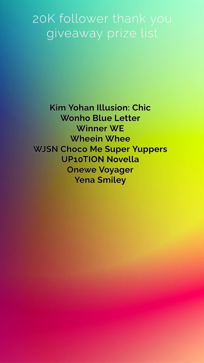 We have reached 20,000 Followers!! And we're celebrating with a bonus giveaway

PRIZE:

- one winner can pick any sealed, brand new album from our list

TO ENTER:
- Follow <a href="/TooOld4Kpop/">i'm too old to be this into k-pop</a>
- RT

- Worldwide
- Closes 2/7/22 8PM
- Ready to ship
- Winners must respond within 24 hours