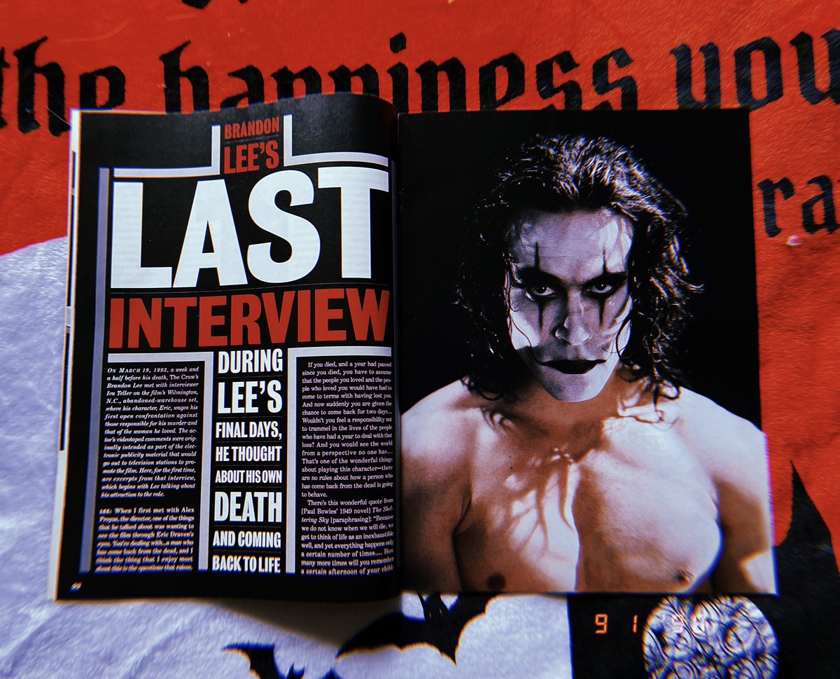 vvampcramp's tweet image. Brandon Lee’s birthday today: so I’m reposting these beautiful photos of my personal copy of the 1994 entertainment weekly issue 222 with Brandon’s final interview