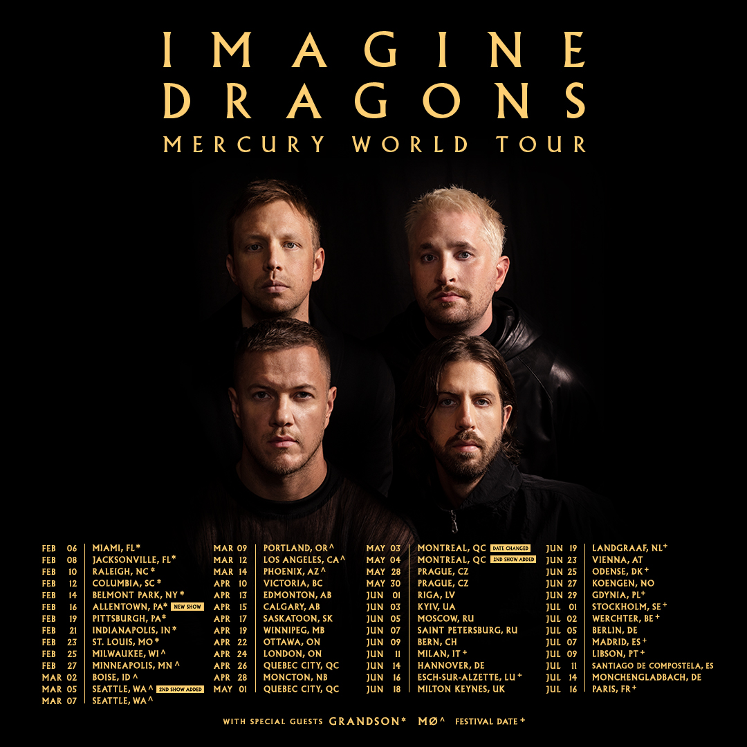 Imaginedragons's tweet image. MERCURY WORLD TOUR
grab your tix now to the 3 new shows in Allentown, Seattle &amp;amp; Montreal. pre-sale password DULLKNIVES
imaginedragonsmusic.com/tour
