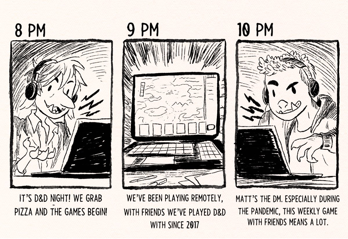 DnD time!!! I'm playing a vampire rogue child. Love a spooky kid. #hourlycomicday 