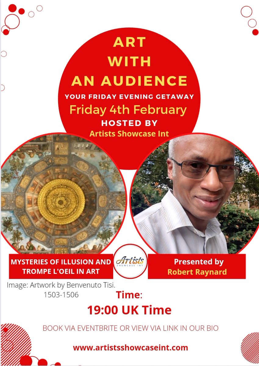 ArtistsShow_Int's tweet image. Art With An Audience. This Fri 4th Robert presents The Mysteries of Illusion and Trompe L&apos;oeil in Art. Join this free talk via Zoom.
Details in our bio. 7pm UK Time 
Featured image: Benvenuto Tisi,
1503-1506
#FridayEvening #FreeTalks #ArtWithAnAudience #painting #TrompeLoeil #art