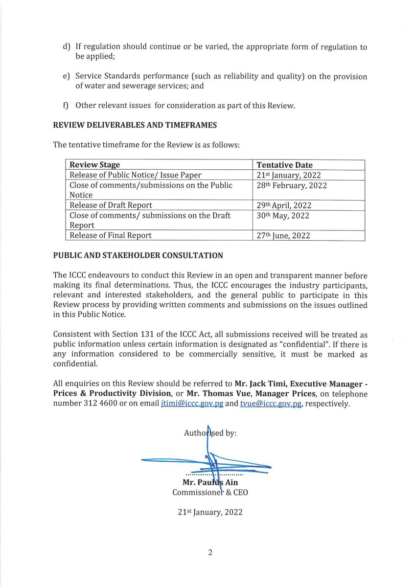 ICCCpng's tweet photo. ICCC wishes to inform all industry stakeholders, relevant government agencies, consumers and the general public about the commencement of the Water and Sewerage Services Pricing Review.  https://t.co/TquVwGNqYl https://t.co/LK21MWJEo9