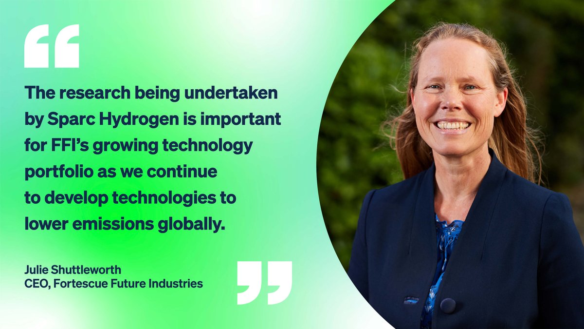 FortescueFuture's tweet photo. We’re acquiring a stake in Sparc Hydrogen, who are developing next-generation technology to produce 100% renewable #GreenHydrogen using only sunlight and water. ☀️ 💧 https://t.co/Pluk1Y2T35