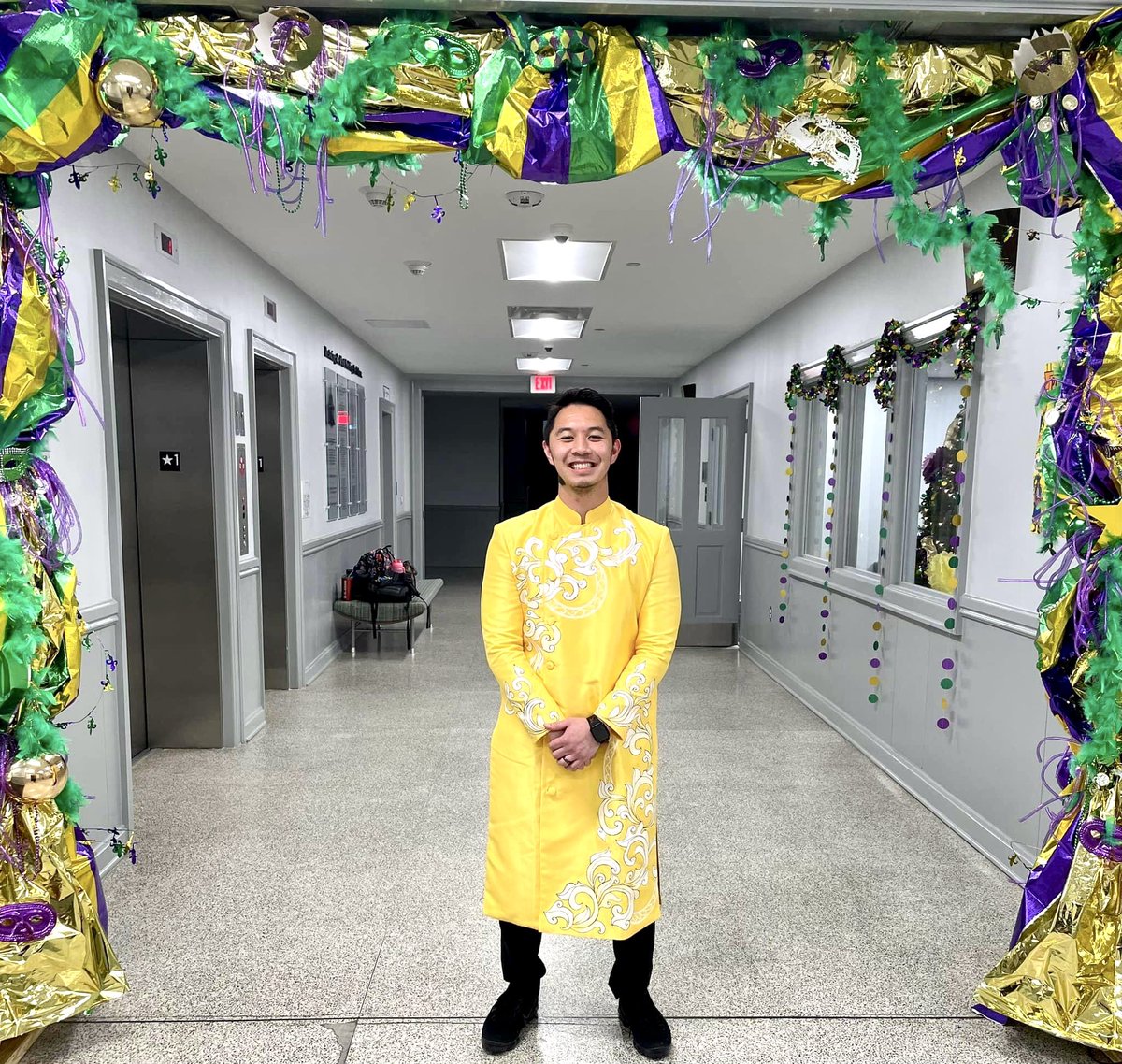 BartonAcademy's tweet photo. Chúc Mừng Năm Mới! Mr. Dai wore an áo dài (traditional Vietnamese long shirt) to school today to celebrate the Lunar New Year with our Barton family and share the tradition with curious minds! #BartonExplorers #undertheBartondome #worldstudies #authenticlearning https://t.co/06pAmPvglo