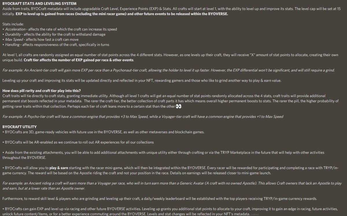 _kEBZ's tweet image. BYOCRAFTS MINTING MECHANICS 🚀
SNAPSHOT DATE 📸

1 BYOPill + 1 BYOVape = 1 General Craft
1 BYOPill + 1 BYOVape + 1 Apostle = Tiered Craft based on the Apostle's Tier.

BYOCRAFTS STATS &amp;amp; LEVELING UP SYSTEM 📈
IN HOUSE RENTING PROGRAM--&amp;gt; SCHOLARS

@BYOPills 💊💊💊💊💊💊💊💊💊