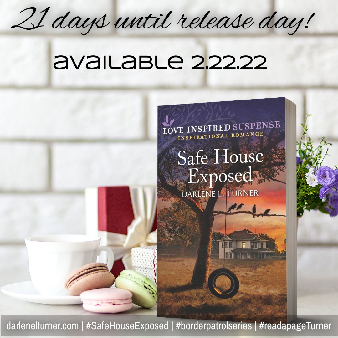 darlenelturner's tweet photo. The countdown is on! 21 more sleeps until Safe House Exposed releases. Pre-order today! #safehouseexposed #readapageTurner #loveinspiredsuspense #romanticsuspense https://t.co/7wlVNKQmhD