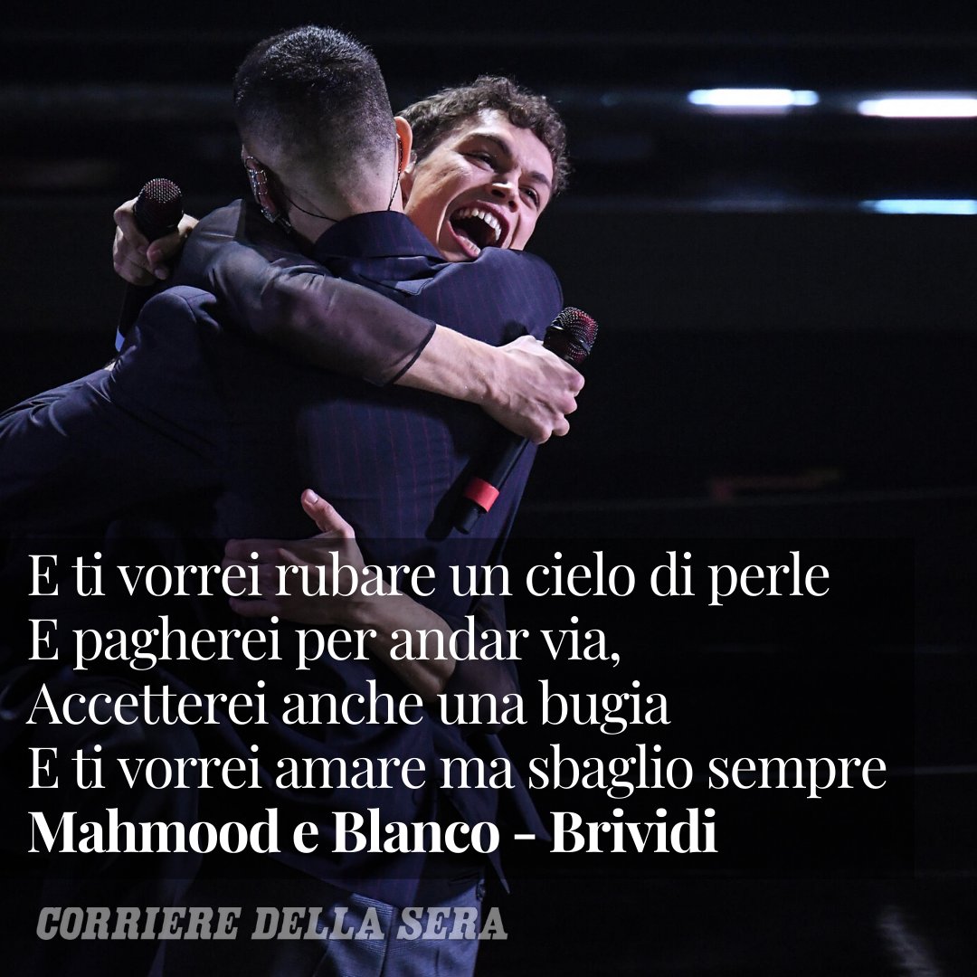 Corriere's tweet photo. L’autotune è come la televisione: dipende da come lo si usa. Mahmood ne fa uno strumento e un colore aggiuntivo. Quando Blanco, esordiente fenomeno del 2021, lo prende per il bavero della giacca si capisce che c’è intesa e che possono arrivare lontani 👉 https://t.co/SWwDphXmDG https://t.co/BOvH6Aswg6