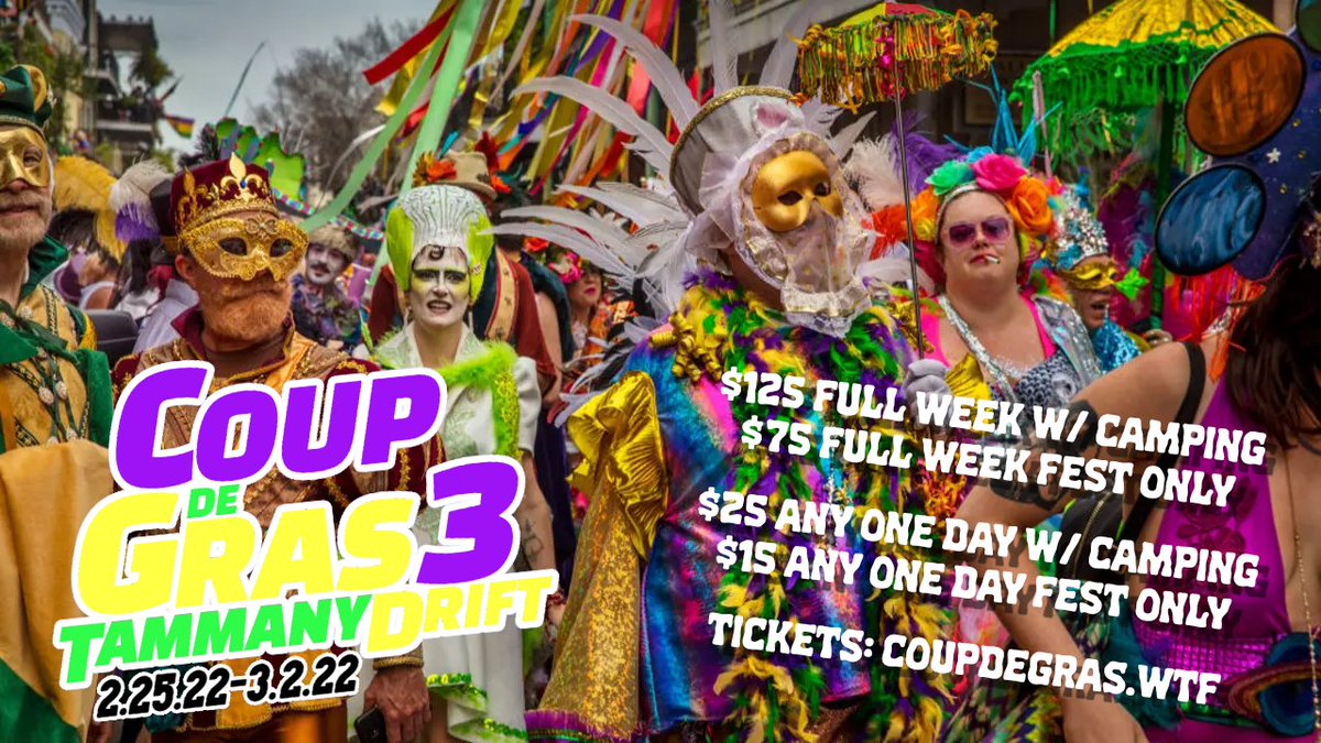 c4ssdotorg's tweet photo. Join Krewe de Main at @CoupdeGrasFest (now an official C4SS event!), the annual anarchist bookfair, Carnival celebration, and camping festival at Fountanebleu State Park which brings together libertarian socialist politics &amp; Mardi Gras. #CoupdeGras3 #CdG3

https://t.co/YufcekR0SD https://t.co/spYmxAiOdB