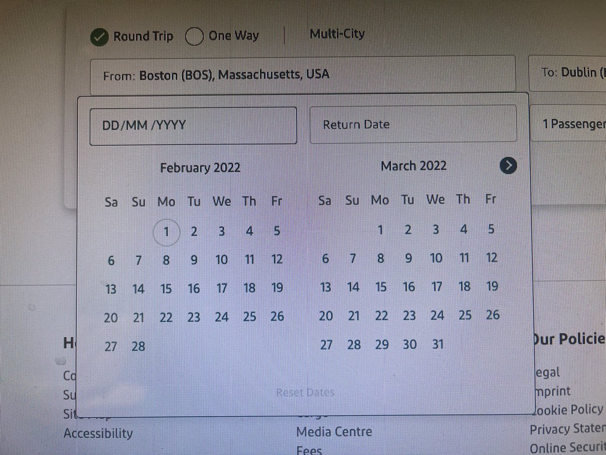 markfitz's tweet image. Hey @AerLingus the date picker on your desktop website is off by a day - not cool on the day you send an email blast advertising your sale!