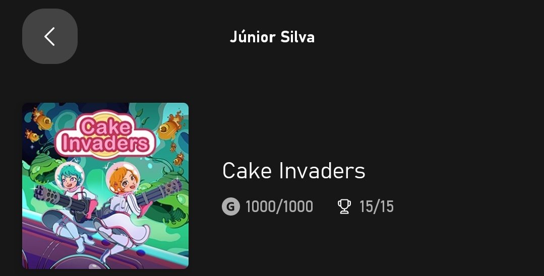 BeardSilva1000G's tweet photo. Mais um game completado com sucesso.

Cake Invaders - 1000G 🏆

#xbox #cakeinvaders #1000g #achievementshunter #xboxbr https://t.co/M21Oh5GUBZ