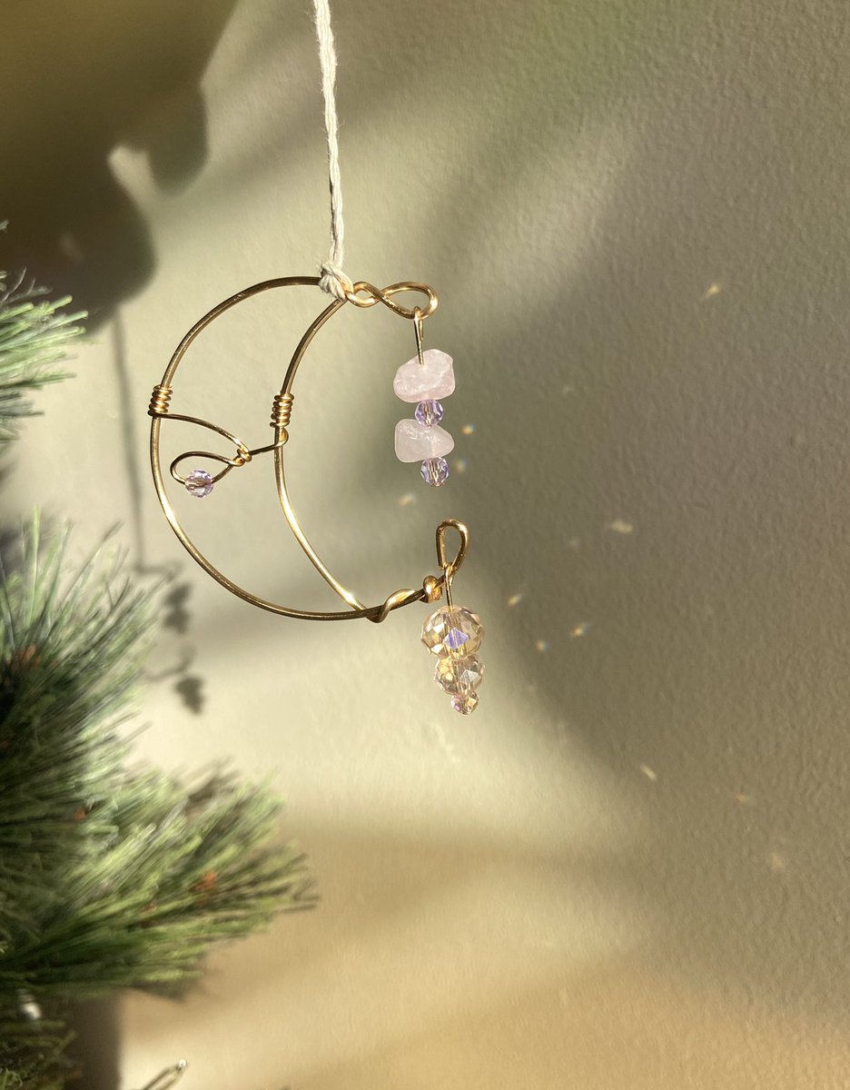 julwaskiewicz's tweet photo. add some love into your space with a Rose Quartz moon charm🌙💕🌞 available on Etsy https://t.co/H8VQFBKU4W